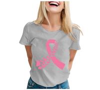 Breast Cancer T-Shirt for Women Pink Ribbon Tshirt This is My Cancer Fighting Shirt T-Shirt Breast Awareness Short Sleeve Tops Research Tshirt Pink Shirts for Women Gifts (Grey,XL)
