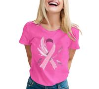 Breast Cancer T-Shirt for Women Ribbon Shirt Together Awareness Tops Volunteer T Research Pink Tshirts Womens Gifts with (Hot Pink,XL)