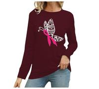 Breast Cancer T-Shirt for Women,This is My Fighting Shirt Heart Pink Ribbon Tshirt Tops Ladies Tee Shirts Womens Now T Gifts Women Female UK Funny Support for My Mom (Brick Red,XXL)