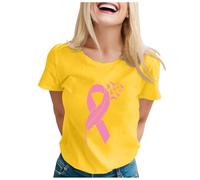 Breast Cancer T Shirts,Breast Awareness T-Shirt Yellow Ribbon Shirt UK Pink Short Sleeve Tops Womens Shirts Research Race for Life Women's Gifts Women Going Through (Yellow,5XL)