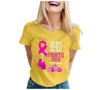 Breast Cancer T Shirts Heart Pink Ribbon Tshirt Cancer T Shirt Research Tops Race for Life T-Shirts Neon Pink Ladies Tshirt Breast Gifts for Women Funny October Family (Yellow,L)
