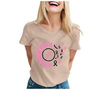 Breast Cancer T Shirts Heart Pink Ribbon Tshirt This is My Cancer Fighting Shirt T-Shirt Funny Breast Tops Now T Shirt Pink Tshirt Womens Gym Gifts for Women Funny (Khaki,3XL)
