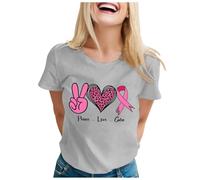 Breast Cancer T Shirts Heart Pink Ribbon Tshirt This is My Cancer Fighting Shirt T-Shirt Tops T Shirt Women Pink Tshirt Women Breast Gifts for Funny October Family (Grey,M)