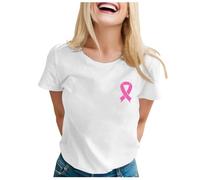 Breast Cancer T Shirts Pink Ribbon T Shirt Pink Ribbon Breast Cancer Awareness T-Shirt Survivor Tops Female Race for Life Shirt Adults Gifts for Women October Family (White,S)