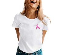 Breast Cancer T Shirts Pink Ribbon Tshirt This is My Cancer Fighting Shirt T-Shirt Breast UK Pink Ribbon Short Sleeve Tops Research T Shirt Tshirt Ladies October October (White,L)