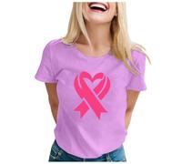 Breast Cancer T Shirts,This is My Fighting Shirt T-Shirt Pink Ribbon Awareness Tee Tops V Neck Women Race for Life Gifts Female UK Funny Support for My Mom for Family (Purple,4XL)