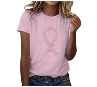 Breast Cancer T Shirts Women Breast Cancer Awareness Shirt Ribbon Shirt Breast Cancer Gifts for Women Short Sleeve Tops Breast Cancer Awareness Month Merchandise Pink