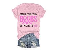 Breast Cancer T Shirts Women Breast Cancer Awareness Tshirt Pink Ribbon T Shirt Breast Cancer Awareness Month T-Shirt Shirts for Women UK