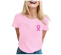 Breast Cancer T Shirts Women Breast Cancer Merchandise UK Ribbon Shirt for Women Short Sleeve Tops Pink T Shirt