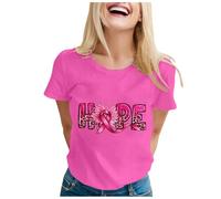 Breast Cancer T Shirts Women Heart Pink Ribbon Tshirt This is My Cancer Fighting Shirt T-Shirt Tops Tshirts Women Pink Tshirt Womens Short Breast Care Gifts for October (Hot Pink,XL)