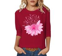 Breast Cancer T Shirts Women,Pink Ribbon Awareness Fighter Women T-Shirt Heart Pink Tshirt Survivor Tops Neon Shirt Ladies Bats Gifts Female UK Funny Support for My Mom (Watermelon Red,XXL)