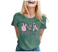 Breast Cancer T Shirts Women Pink Ribbon Pink Shirt Breast Cancer Awareness Month T-Shirt Awareness Tee Tops Research T Shirt Ladies Shirts Dusky Gifts for Women with (Light Green,3XL)