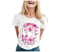 Breast Cancer T Shirts Women Pink Ribbon T Shirt Breast Cancer Awareness Month T-Shirt Survivor Tops Female Research Shirt Women Womens Shirts Pink Gifts for Woman (White,XL)
