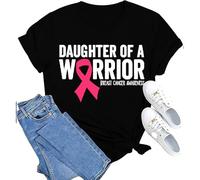 Breast Cancer T Shirts Women Ribbon Shirt Girl Breast Cancer Gift T-Shirt Tops for Ladies Hey Tshirt Pink Tshirts Small Women Funny Treatment Gift October Family Mom (Black,XL)