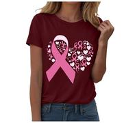 Breast Cancer T Shirts Women,This is My Fighting Shirt T-Shirt Heart Pink Ribbon Tshirt Women Tops Neon Ladies Research Gifts for Female UK Funny Support for My Mom (Red,XL)