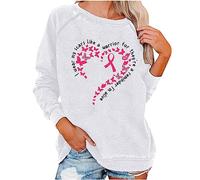 Breast Cancer T Shirts Women UK Breast Cancer Awareness Tshirt Pink Pink Ribbon Oversized Sweatshirts Long Sleeve Loose Pullover Tops Ladies Health Theme Promotional Shirts Tee Tops White XL