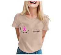 Breast Cancer T Shirts Women Women Pink Ribbon T Shirt Be Cancer Survivor Unbreakable and Awareness T-Shirt Research Tops Bats Shirt T-Shirts for UK Breast Gifts October (Khaki,XXL)