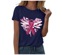 Breast Cancer T Shirts Women Yellow Ribbon T Shirt Be Cancer Survivor Unbreakable and Awareness T-Shirt Funny Breast Tops Research Sports Shirt Pink Adults Shirts October (Navy,XL)
