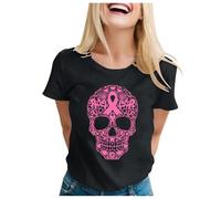Breast Cancer T Shirts Yellow Ribbon T Shirt Be Cancer Survivor Unbreakable and Awareness T-Shirt Women Short Sleeve Tops Womens Shirts Let's F##K Pink Shirt Breast Gifts (Black,S)