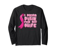 Breast Cancer Wife Fight Wear Pink Ribbon Awareness Husband Long Sleeve T-Shirt