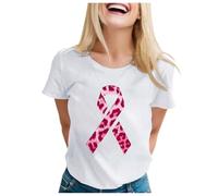 Breast Cancer Woman Tshirt T-Shirt Girls Pink Ribbon Youths T-Shirt Girl Breast Cancer Gift Pink Womens Tops Hey Tshirt Tshirts Women Gifts for Women Funny October (White,XL)
