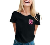 Breast Cancer Woman Tshirt T-Shirt Pink Ribbon Pink Shirt Ribbons Hearts Breast Cancer Awareness Women T-Shirt Research Tops Hey Tshirt Ladies Bright Gifts for Women (Black,S)
