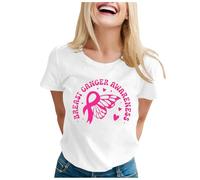 Breast Cancer Woman Tshirt T-Shirt Ribbon Shirt Be Cancer Survivor Unbreakable and Awareness T-Shirt Breast Tops for Ladies Tshirts Women Pink Shirts for Women Gifts with (White,XXL)