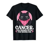 Breast Cancer You Messed with The Wrong One Black Cat Mom T-Shirt