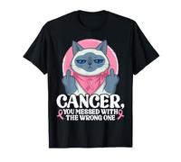 Breast Cancer You Messed with The Wrong One Blue Point Cat T-Shirt