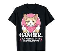 Breast Cancer You Messed with The Wrong One Cornish Rex Cat T-Shirt