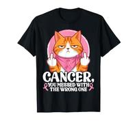 Breast Cancer You Messed with The Wrong One Orange Tabby Cat T-Shirt