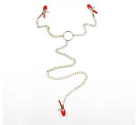 Breast Clamp Nipple Clip Sex Toy with Chain Sex Toys Stainless Steel Metal Sex Slaves Sm Kit Nipple Clamps with Chain Necklace Men 3 Chains Set Red Style Two One Size