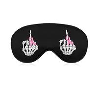 Breast FCK Cancer Skeleton Middle Finger Ribbon Eye Mask for Sleeping Blackout Night Blindfold with Adjustable Strap for Men Women Travel Yoga Nap
