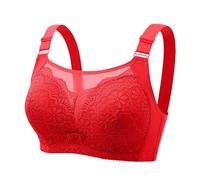 Breast Feeding Bras For Women-Plus Size Bras For Women Uk Women'S Front Side Buckle Lace Edge Without Steel Ring Movement Seamless Gathering Adjustment Yoga Sleep Large Bra (Red, 46)