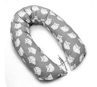 BREAST FEEDING PILLOW BABY NURSING MATERN ITY PREGNANCY COTTON COVER 170CM (Owls grey)