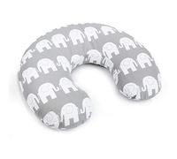 Breast Feeding Pillow Nursing Pregnancy Baby Cushion and Removable Cotton Cover (Elephants grey)