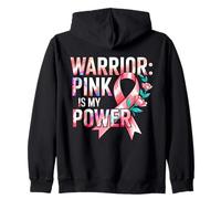 Breast Health Pink Ribbons Power Warrior Spirit Awareness Zip Hoodie