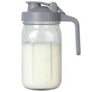 Breast Milk Pitcher, Mason Jar 32 oz, Heavy Duty Wide Mouth Jar with Flip Cap Lid and Pour Spout - Airtight Seal for Freshness and Convenience - Great for Cold Beverages, and Home Entertaining