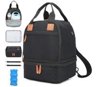 Breast Pump Bag for Spectra S1/S2 - Spectra Pump Bag with Ice Pack & Waterproof Mat, Portable Breast Milk Cooler Case for Work, Travel and Family Use, Black