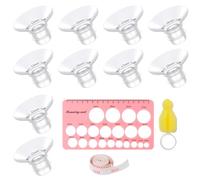 Breast Pump Flange Inserts Set - 10pcs Replacement Silicone Cushions in 5 Sizes + Cleaning Brush & Ruler - Soft, BPA-Free Compatible Pump Parts for Better Fit & Comfort (13/15/17/19/21mm)
