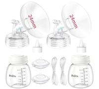 Breast Pump Parts Compatible with Spectra S1/S2/9 Plus, Not Original Accessories, Full Set Replacements Include 24mm Flanges, Valves, Backflow Protectors (Duckbills Included), Tubings and Bottles