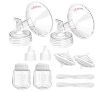 Breast Pump Parts for Spectra S1/S2, Not Original Accessories, 15mm Full Set Replacements Include Flange/Duckbill Valves/Tubings/Backflows/Bottles