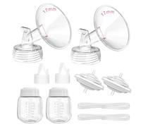 Breast Pump Parts for Spectra S1/S2, Not Original Accessories, 17mm Full Set Replacements Include Flange/Duckbill Valves/Tubings/Backflows/Bottles