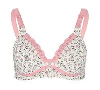 Breastfeeding Bra, Cotton Breathable Front Button Infant Nursing Pregnant Bra Women's Body Seamless Nursing Underwear with Lace Trim for Pregnant Women(38/85-Pink)