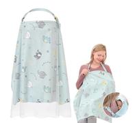 Breastfeeding Cover, Breast Feeding Cover for Mum, Nursing Cover with Two Layers of Fabric, Nursing Covers for Breastfeeding Protection,Breastfeeding Cover Up for Stroller (Blue Elephant Pattern)