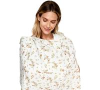 Breastfeeding Cover with Adjustable Strap, 360° Full Privacy Muslin Nursing Cover & Pumping Scarf, Multi-Use Car Seat Canopy, Stroller Cover, Soft Breathable Cotton (Flower)