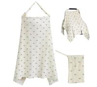 Breastfeeding Cover with Storage Bag,Nursing Cover,Muslin Cotton,Multi Use Privacy Breast Feeding Cover,360° Coverage,Soft,Breathable,with Arch Neckline,for Outdoor Breastfeeding