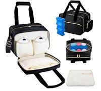 Breastmilk Cooler Bag with Ice Pack, Wearable Breast Pump Storage Bag, Insulated Bottle Travel Bag Compatible with Momcozy/Elvie/Willow, Fits 6 Baby Bottles up to 9 Ounce with Shoulder Strap, Black