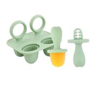 Breastmilk Popsicle Molds Multi-Function Popsicle Maker Reusable Baby Fruit and Vegetable Teether with Handle Baby Feeding Accessory (Two Handles Dark Green)