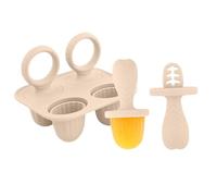 Breastmilk Popsicle Molds Multi-Function Popsicle Maker Reusable Baby Fruit and Vegetable Teether with Handle Baby Feeding Accessory(Two Handles Beige)